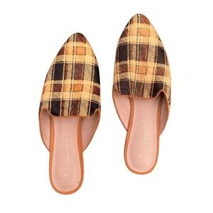 Anthropologie Evelyn calf hair plaid flats